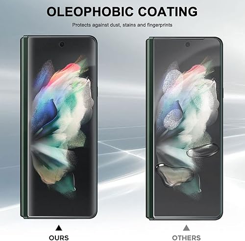 Miniatura 4 de Ermorgen (3 juegos) Protector de cobertura completa compatible con Samsung Galaxy Z Fold 3 5G (no vidrio) mejorado de alta definición de borde a