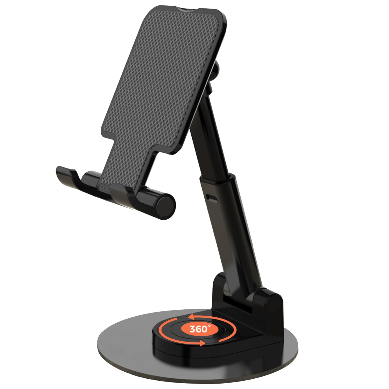 Elfora 360° Mobile Stand |Rotatable & Foldable | Tabletop Mobile Holder |Multiple Height & Angle Adjustments | Compatible for iPhone | Samsung | Oneplus | Vivo | Oppo & Other Smartphones (Black)