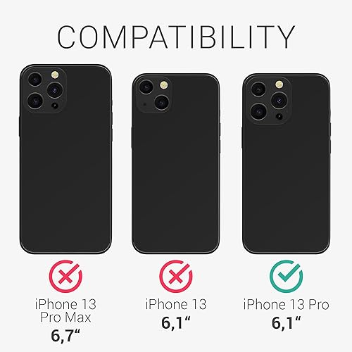 Miniatura 6 de kwmobile Funda compatible con Apple iPhone 13 Pro, funda de TPU suave con tarjetero y acabado de silicona, color negro