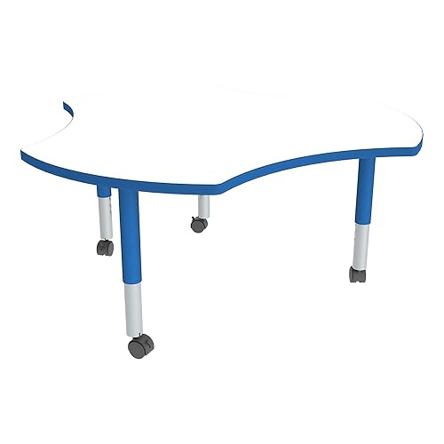 Mesa colaborativa preescolar móvil de altura ajustable con tapa de pizarra blanca
