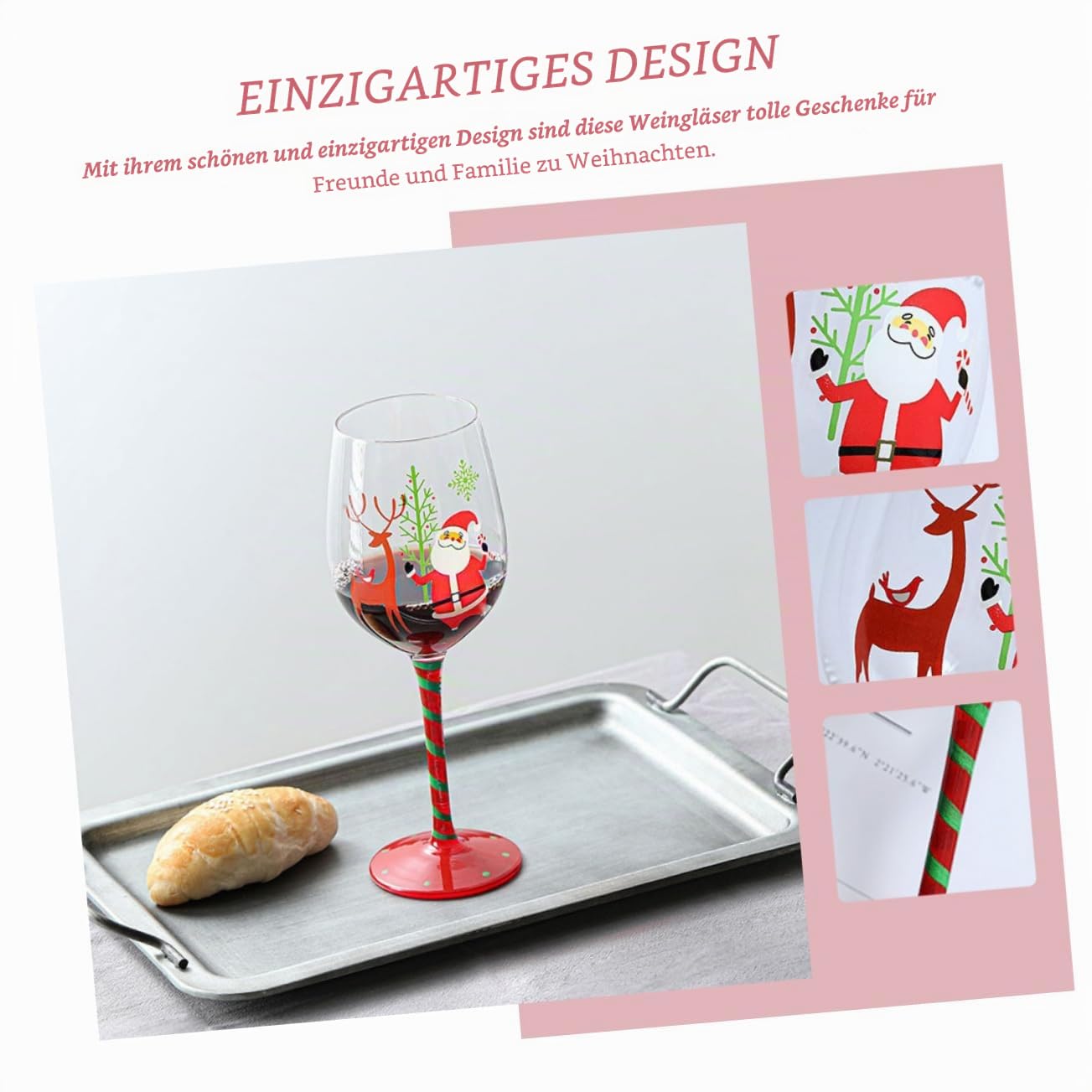 BESTonZON 4 Stück Gefälligkeiten Für Weihnachtsfeiern Weihnachtsbaum Weingläser Stielbecher Weihnachtsgläser Mit Stiel Riesling-gläser Kelchbecher Trinken Glas Kristallgläser Einzel