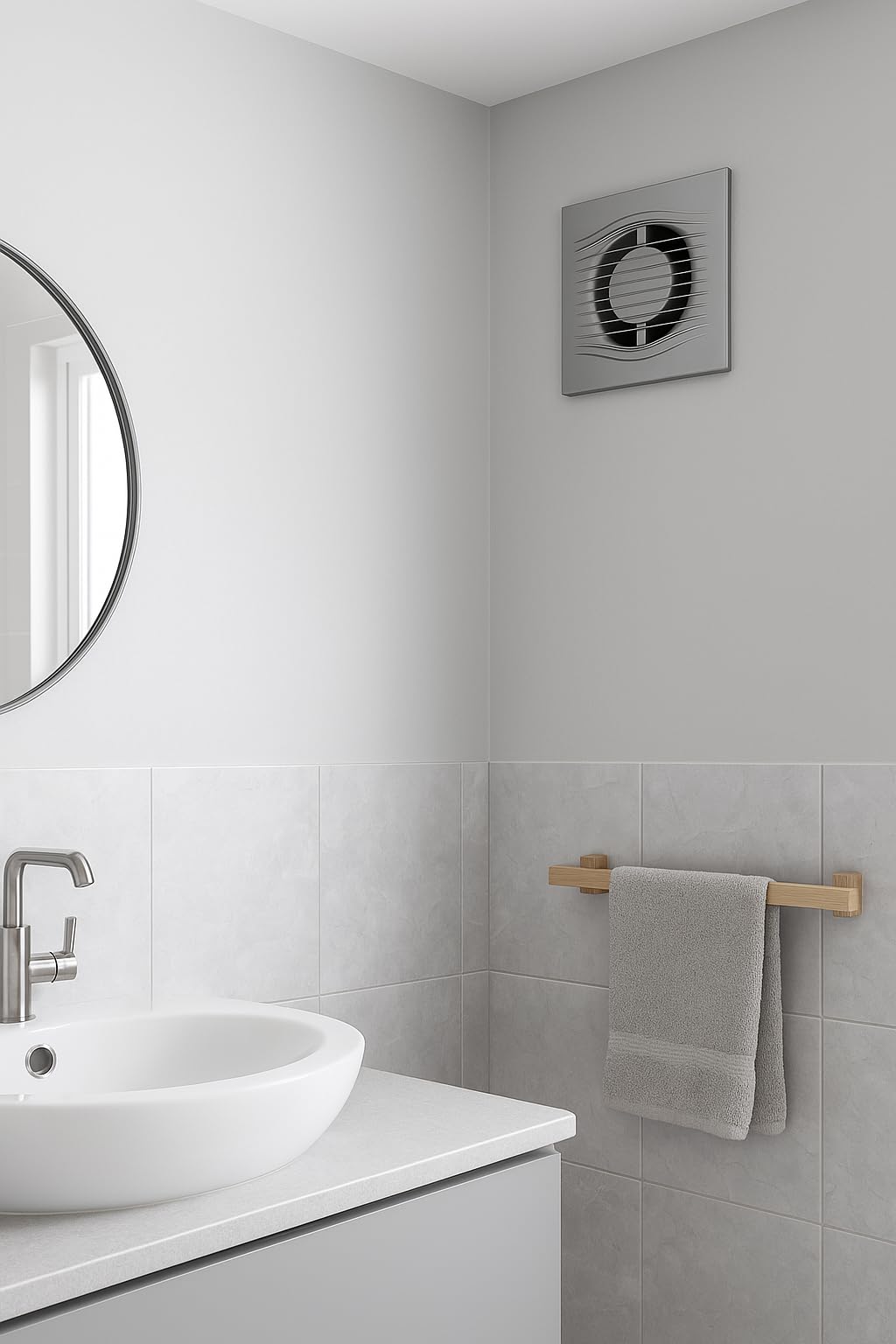 Ventilatore da bagno 100 mm silenzioso 25 dB con valvola di ritiro – Ventilatore da parete e soffitto per bagno, WC e doccia, risparmio energetico 7,8 W, 90 m³/h, cuscinetto a sfera motore, Slim