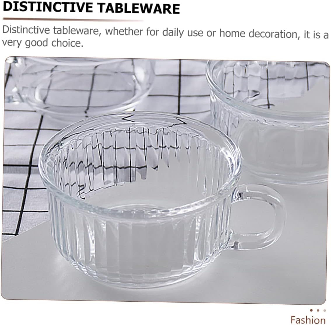 Stylish Tempered Glass Bowl Breakfast Cereal Cup Glass Milk Cup Microwave Oven Safe
