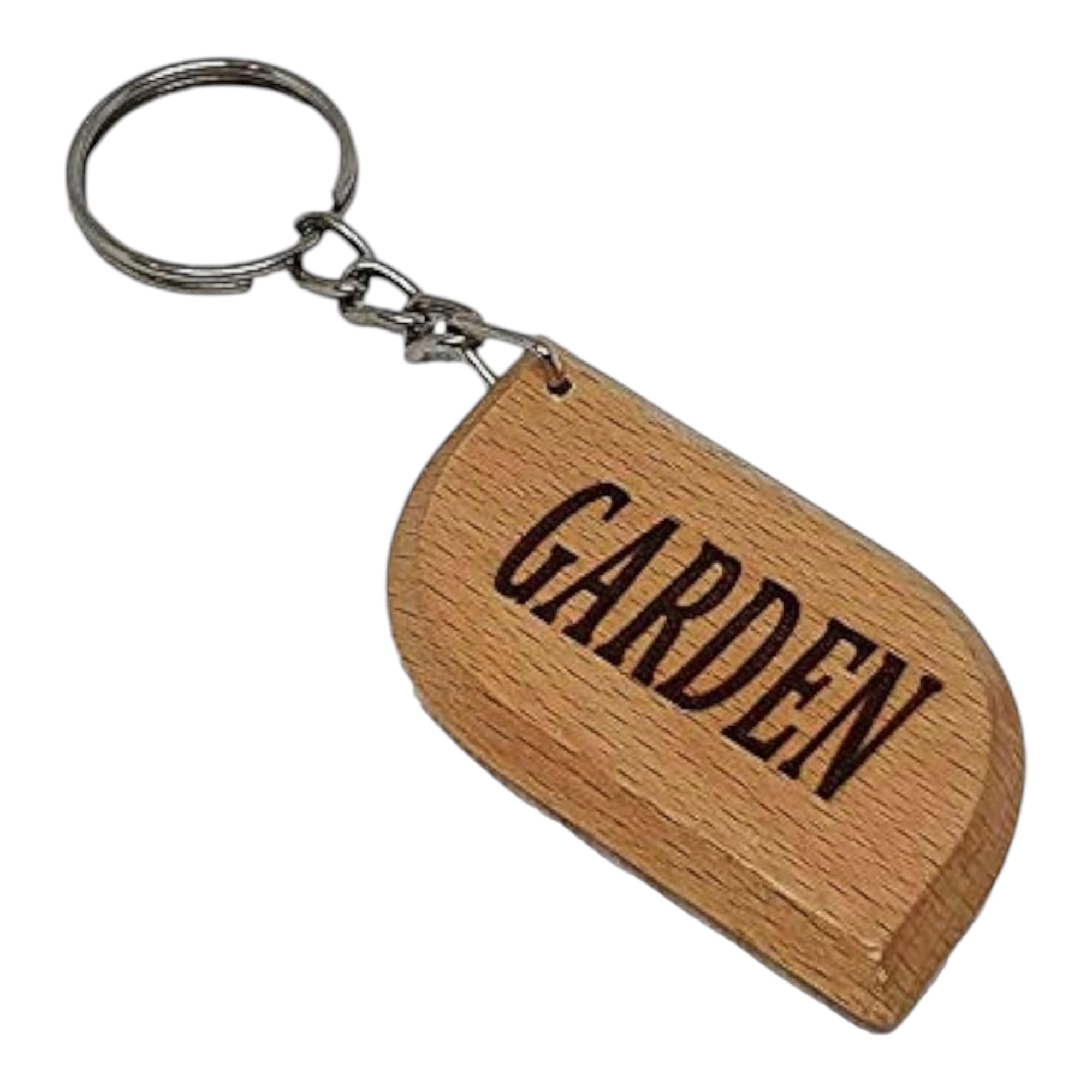 S M Gift Shop Brown Garden Key Tag Engraved Wooden Keyring Keychain Made To Last