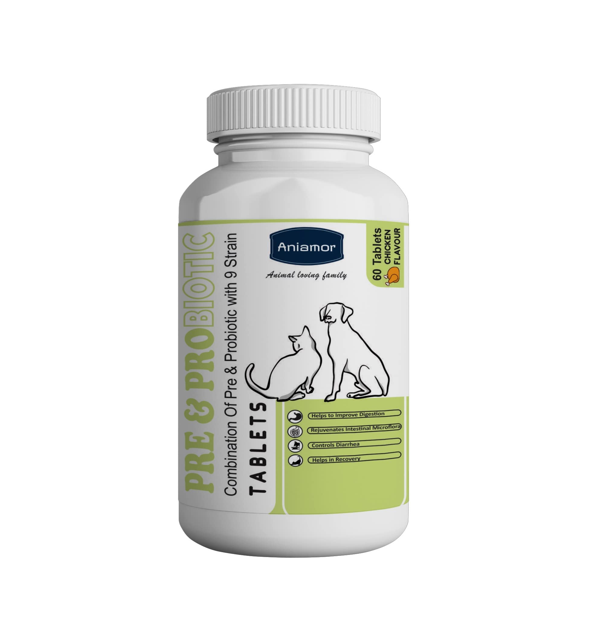 Aniamor Pre - Probiotic Tablets for Dogs and Cats | Helps in proper digestion | Dogs and Cats Supplement | Chicken Flavour | for All Life Stages | 60 Tablets (B0C5LY6S3N) Amazon Price History, Amazon Price Tracker