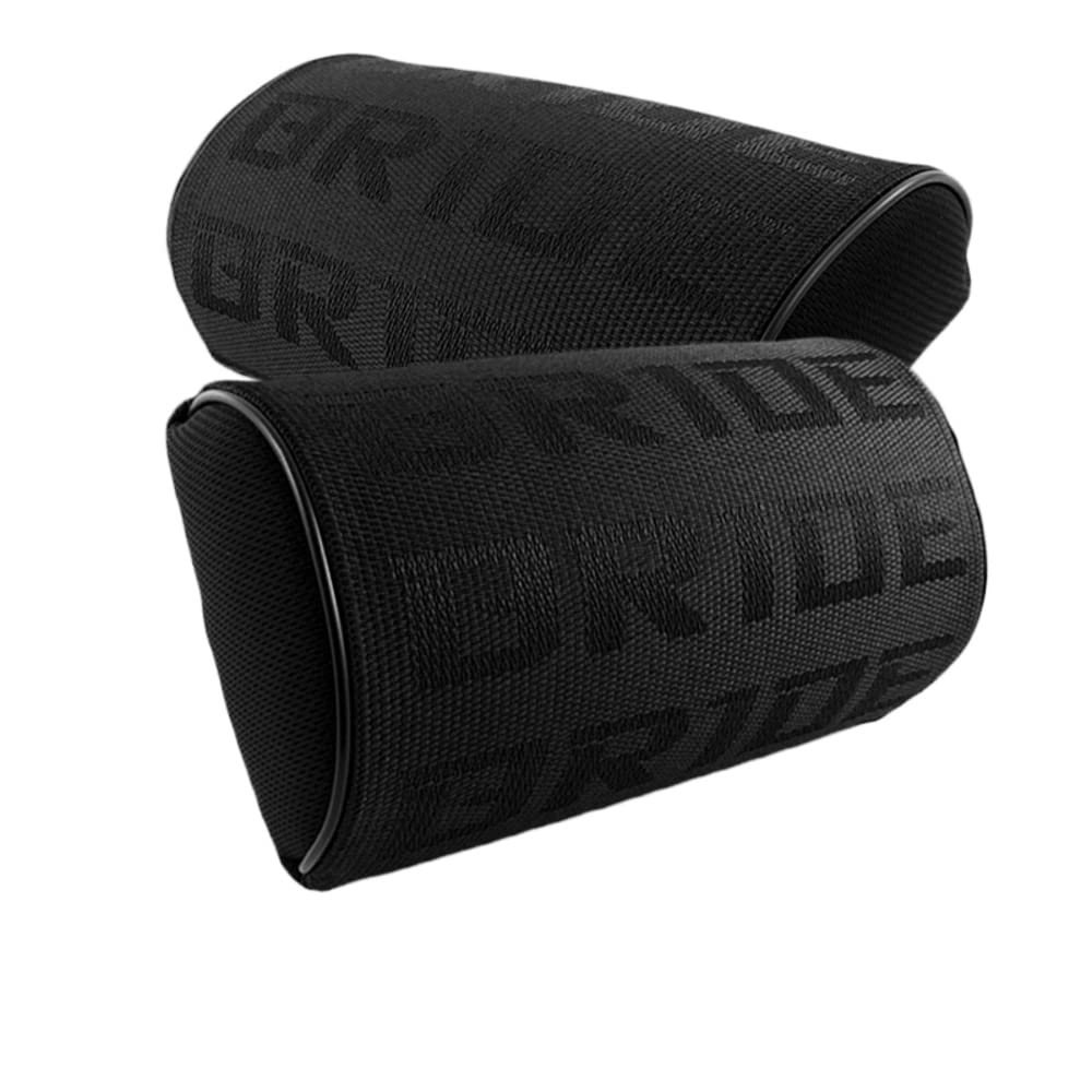 W-POWER Q1-TECH, 2PCS JDM Bride Recaro Racing Gradation for Car Seat Neck Rest Headrest Pillow Fabric Bucket seat Material (Bride/Black)