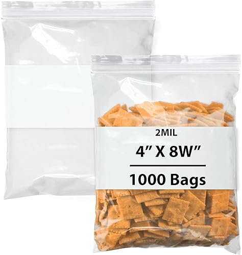 Miniatura 10 de Bolsas de polietileno con cierre resellable, bloque blanco, 4 x 6 pulgadas de ancho y (100 bolsas) de plástico transparente de 2 mil con cierre