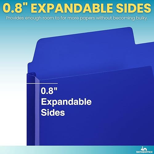 Miniatura 5 de 1InTheOffice Archivadores tamaño carta, carpetas de bolsillo para archivos, chaquetas de plástico para archivos, pestaña de corte de 13, 8.5 x 11