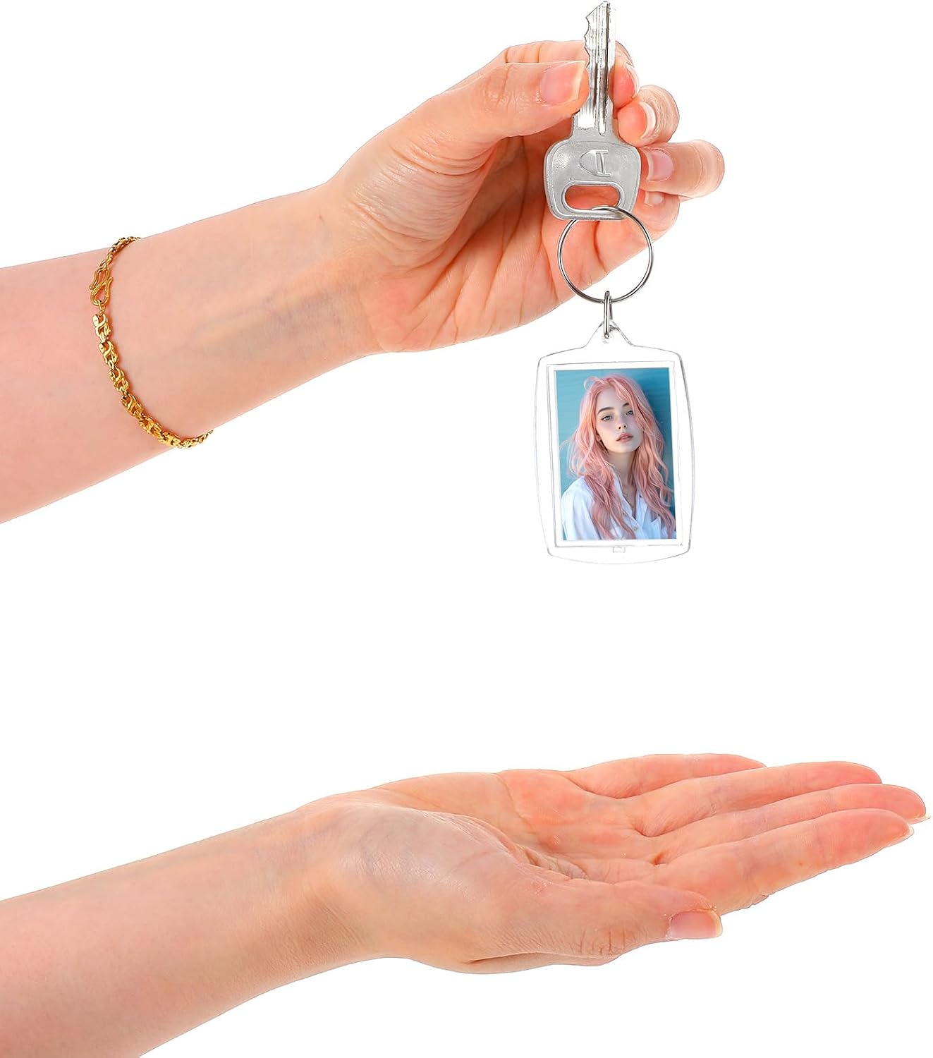 150 Pcs Photo Keyring Bulk, Clear Picture Keychain Rectangle Acrylic Picture Frame Keyrings Bulk for DIY Crafts, Blank Photo Insert Keychain with Split Ring for Graduation Party Favors