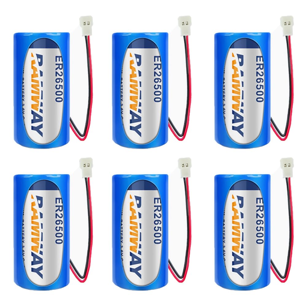MEELER 6 PCS C Size 3.6V 9000mAh Lithium Battery for ER26500 with 51005 White Plug