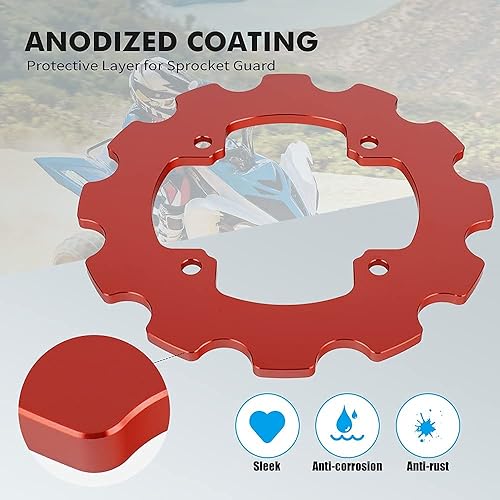 Miniatura 7 de NICECNC Funda protectora de manivela roja para piñón guía de cadena y protector de cadena de doble piñón compatible con Yamaha Raptor 700 700R