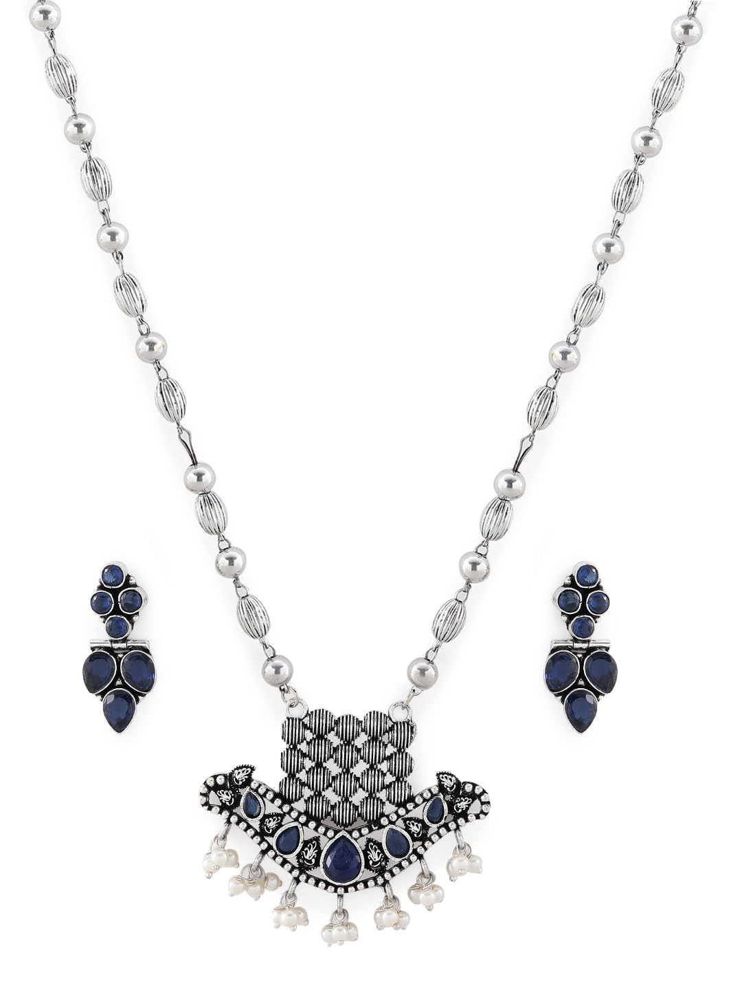 See full amazon price history chart for El Regalo Elegant Oxidized Designer Indian Ethnic Stones Necklace & Earrings Jewelry Set in Silver Finish (Blue) El Regalo Elegant Oxidized Designer Indian Ethnic Stones Necklace & Earrings Jewelry Set in Silver Finish (Blue) (B0D7TLBJ87) Amazon Price History, Amazon Price Tracker