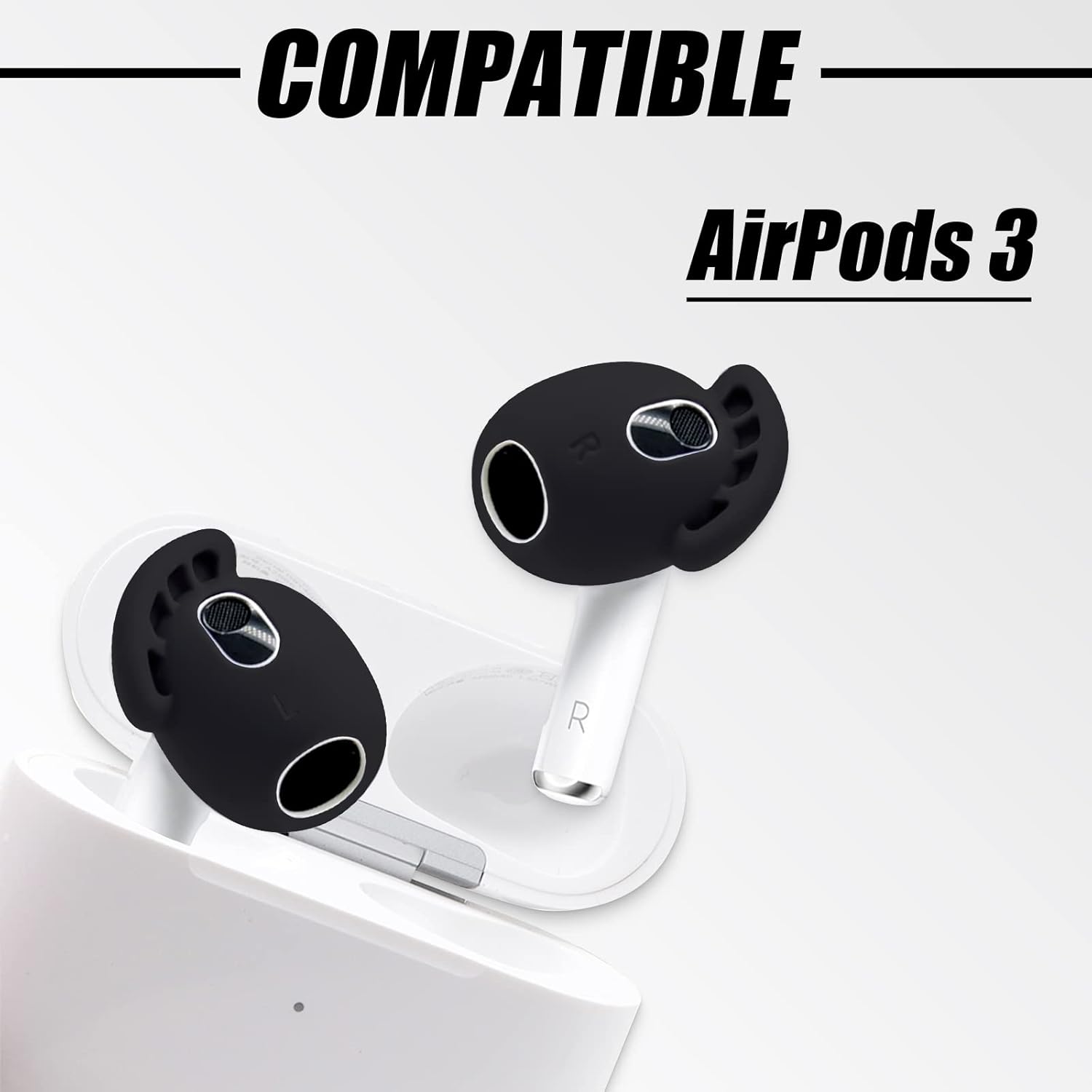 Anti-Slip Earhook Fits for Airpods Gen 3nd Ear Tips,Protective Anti Scratch Eartips Skin Cover Case Soft Silicone for Ear Pods 3, Keep Your Airpord 3 Ear Tips Stay in Place,2 Pairs Black : Electronics