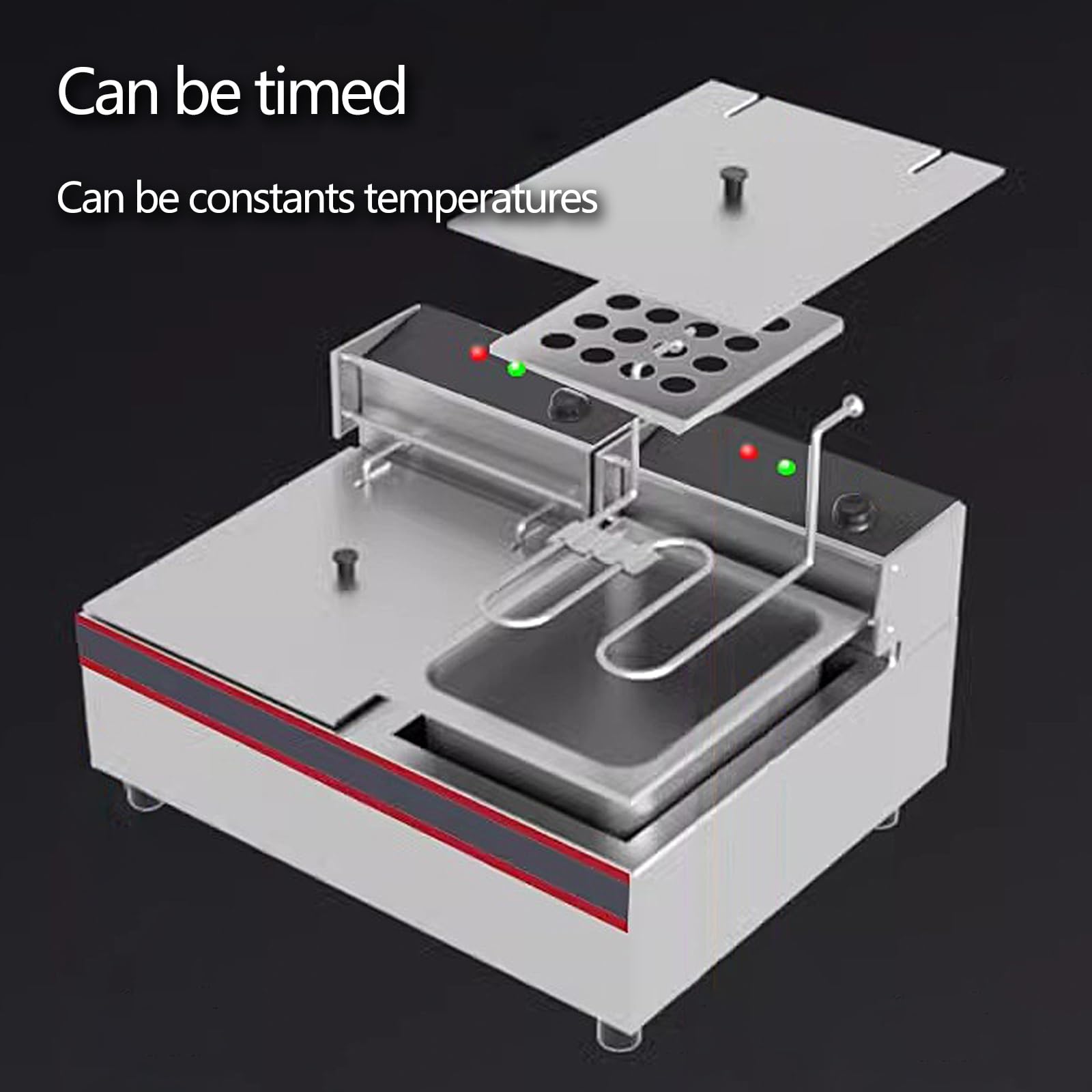 Freidora de Aceite 8-25L Profesional con Cesta y Tapa, Freidora Comercial de Acero Inoxidable, Control de Temperatura de 60-200°C, 220V 50-60Hz Enchufe de 10A(19.3 * 44.3 * 36cm (8L))
