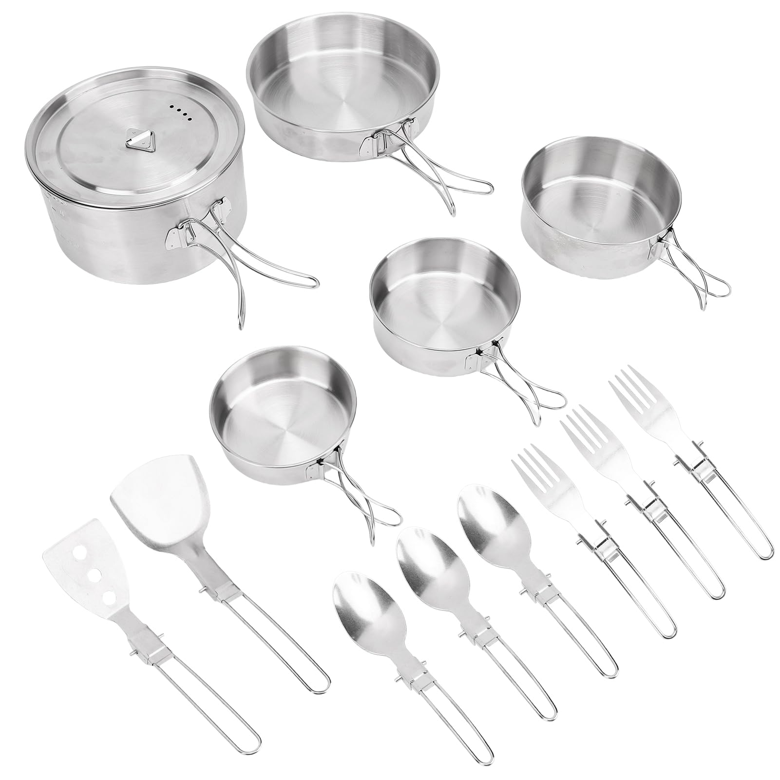 Changor Batterie de Cuisine de Camping, Casseroles Pliables en Acier