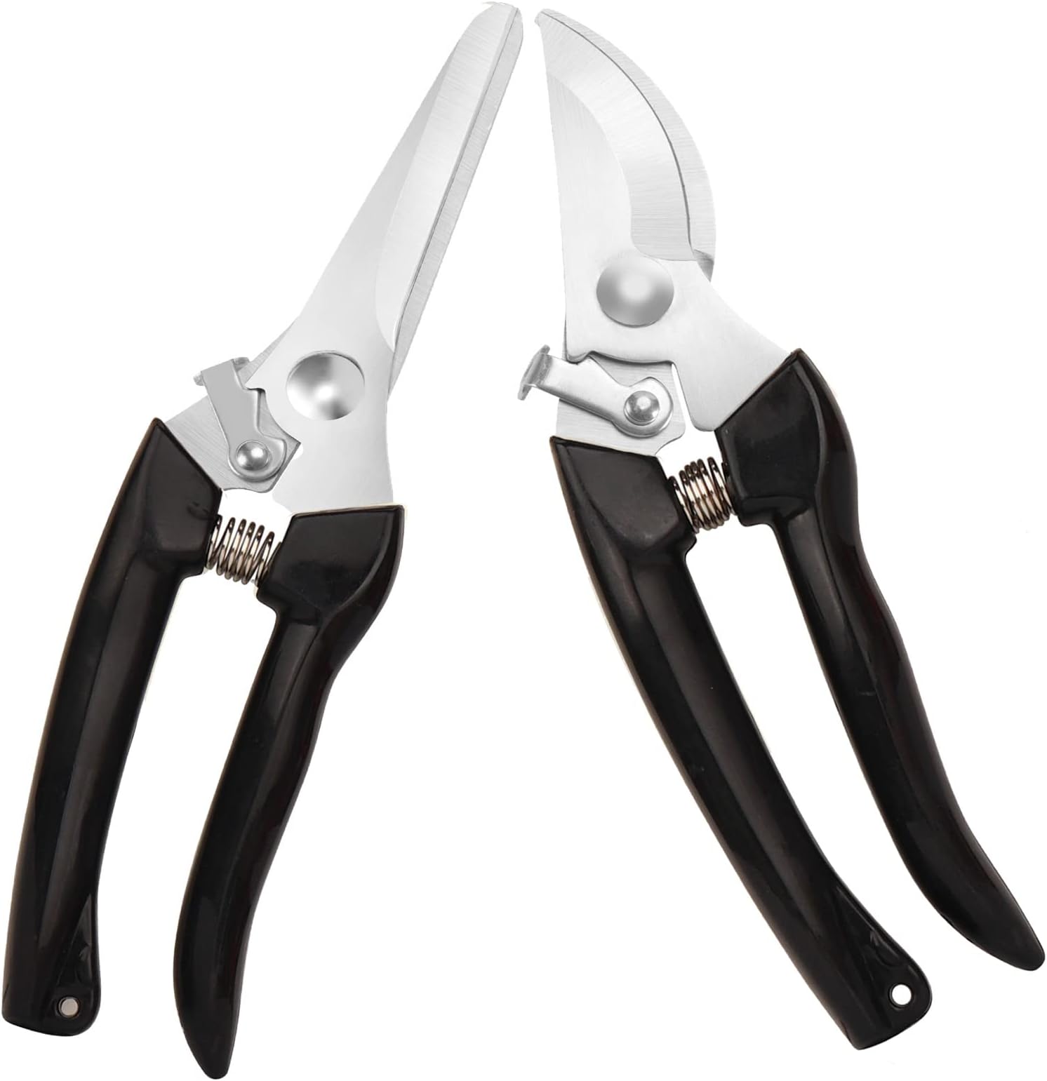 Premium garden clippers, womem gardening scissors, 1 anvil snips & 1 bypass pruners, trimming for rose, flower, tree, hedge, live plant, lightweight, sharp pruning shears, black, 2 pack