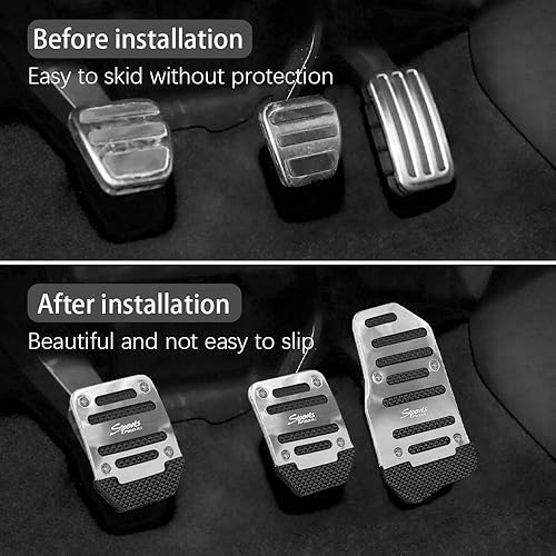 Miniatura 7 de 3 pedales de acelerador de embrague de freno de aleación de aluminio, cubierta de pastillas de freno de transmisión manual automática de aluminio,