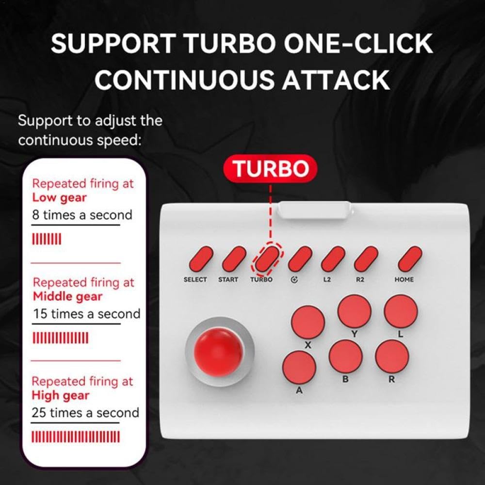 Genérico Universal Arcade Game Stick Joystick Controller For Switch PS4 PS3 Ultimate Pandora Box PC, for Android IOS Mobile Phone (negro rojo)
