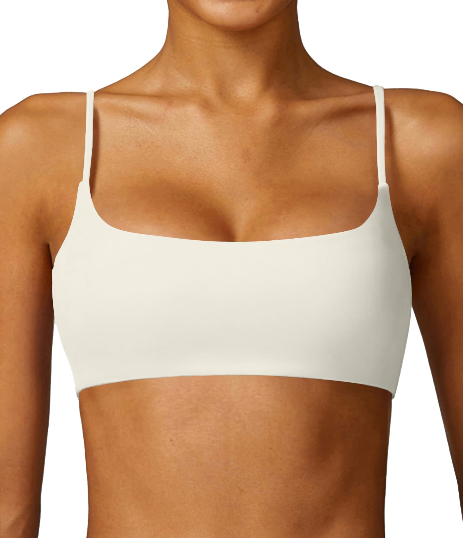Comper Women's Sports Bra with Thin Straps Stretchy Wirefree Workout Bras Lightweight Workouts Bralette with Removable Pads