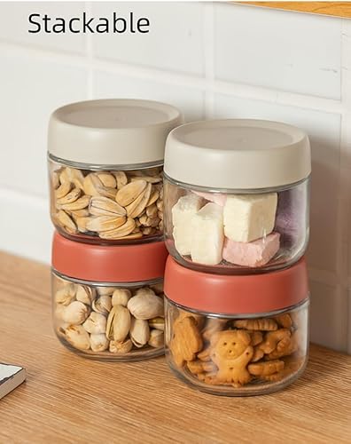 Miniatura 7 de Paquete de 2 frascos de vidrio de 10 onzas con tapas de rosca, recipiente de avena a prueba de fugas durante la noche, recipiente hermético de