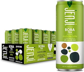 Jenji Pure Boba Tea, Matcha Latte Flavor | 10.8 fl oz, Pack of 12 | Plant-Based Beverage