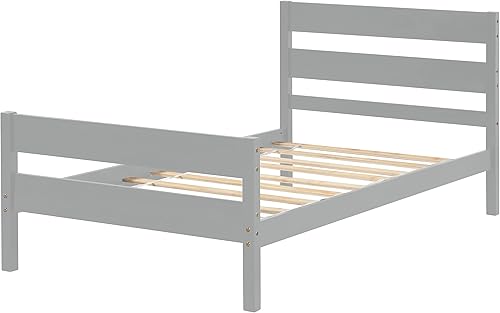 Miniatura 4 de Cama individual con cabecero y estribo, gris