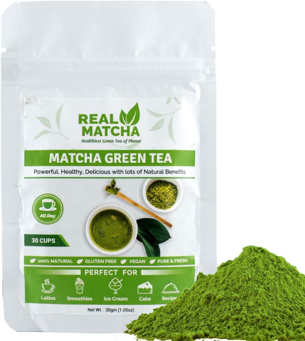 Real Matcha Japanese Matcha Green Tea Powder For Weight Loss (30 Cups), 30 grams