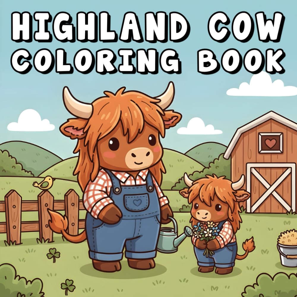 Highland Cow Coloring Book: 50+ Relaxing Scottish Cows Coloring Pages with Bold, Easy Designs for Teens & Adults