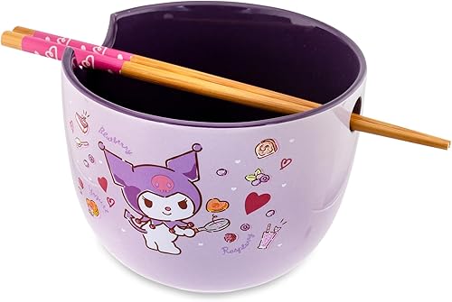 Miniatura 2 de Sanrio Kuromi - Tazón de ramen con palillos y cuchara de 20 onzas