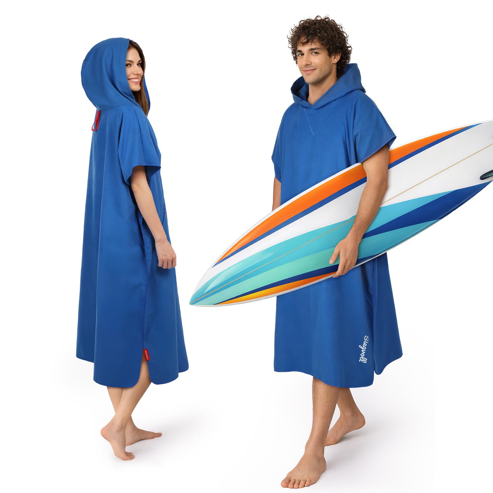 Siegvoll Poncho de Baño de Microfibra para Hombre y Mujer – Poncho de Surf Adulto de Secado Rápido y Compacto – Toalla Poncho con Capucha Cortavientos – Cambiador Portátil para Playa y Deportes Acuáti