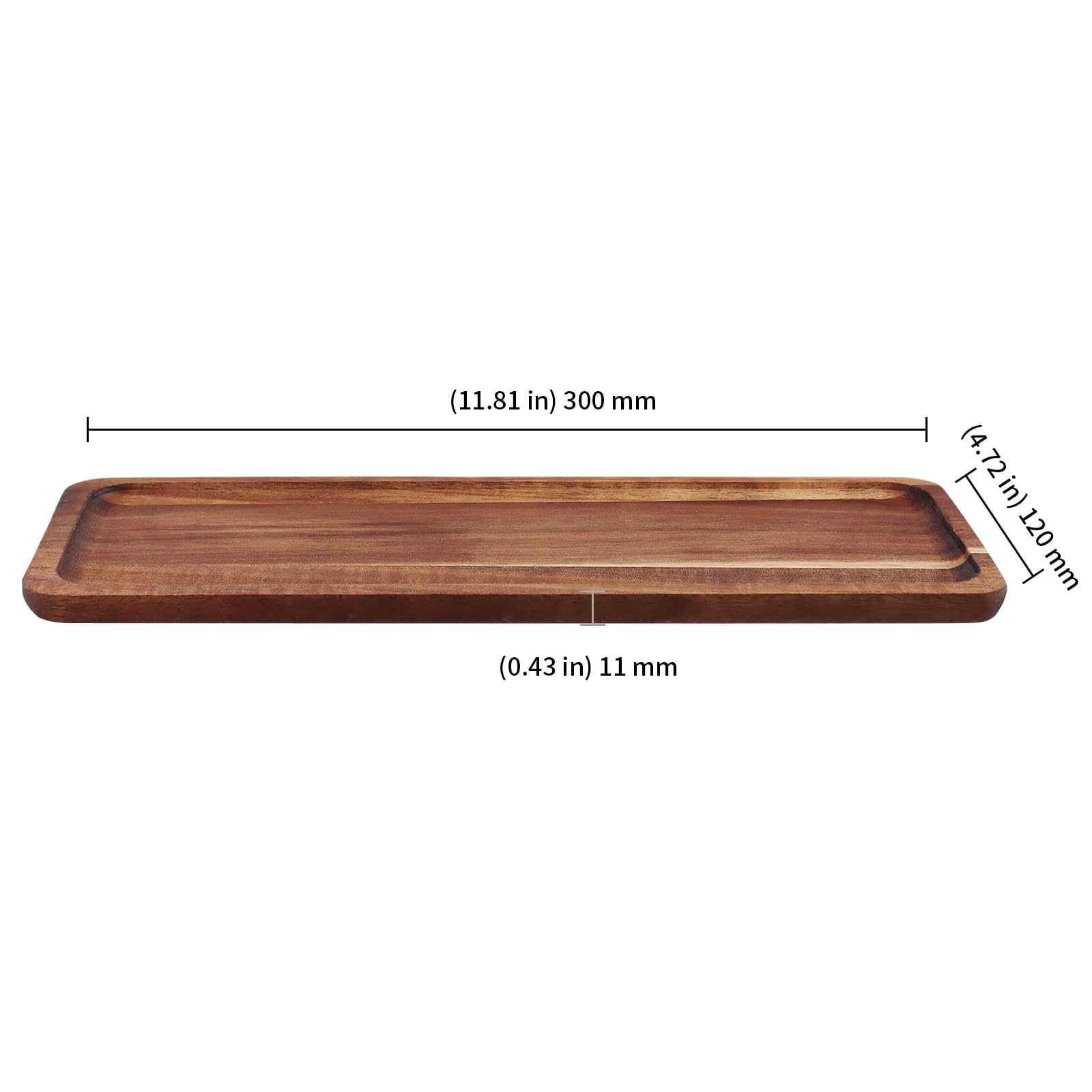 KEILEOHO 2 sztuki 30 x 12 cm taca dekoracyjna akacja, drewniana taca prostok?tna dekoracyjna taca do serwowania, drewniana ma?a taca na ser, deser, ?wiece