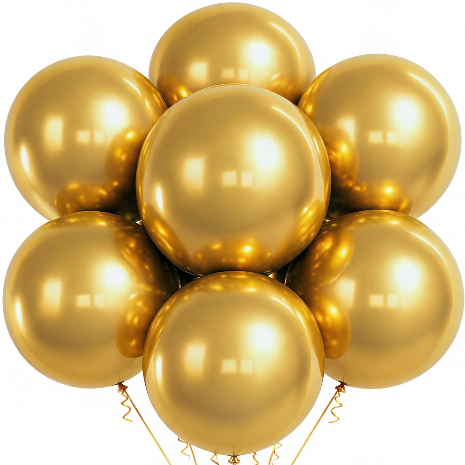 18 Inch Metallic Gold Balloons, 12 Pcs Large Gold Chrome Balloons, Round Latex Party Balloons for Birthday Wedding Anniversary Bachelorette Graduation Retirement Casino Party Decorations