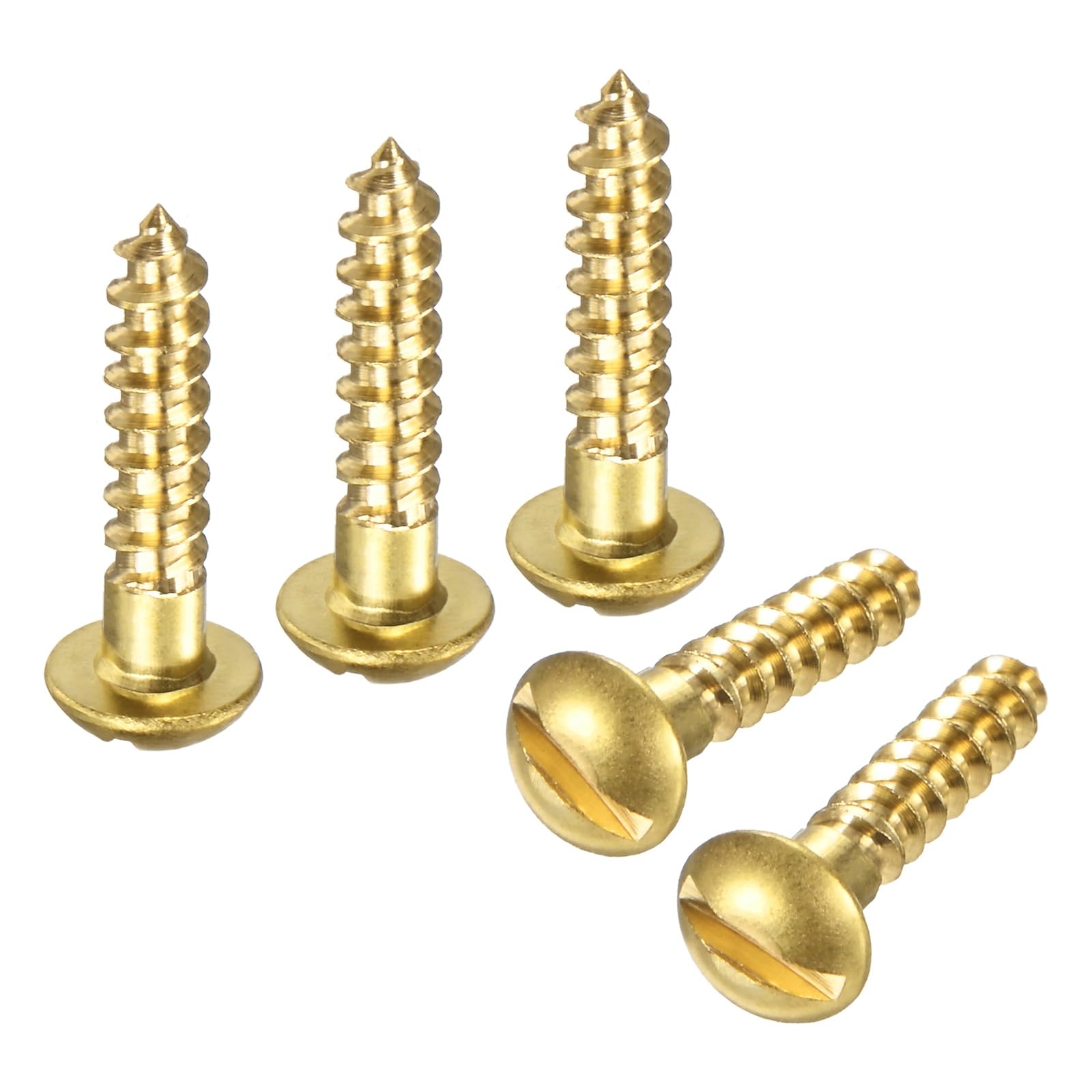 M METERXITY Wood Screws (M4 x 16mm, Brass) 30 Pcs - Slotted Round Head Self-Tapping Screw Apply to Woodworking/Furniture/Appliances Repair/Industry/Gardening