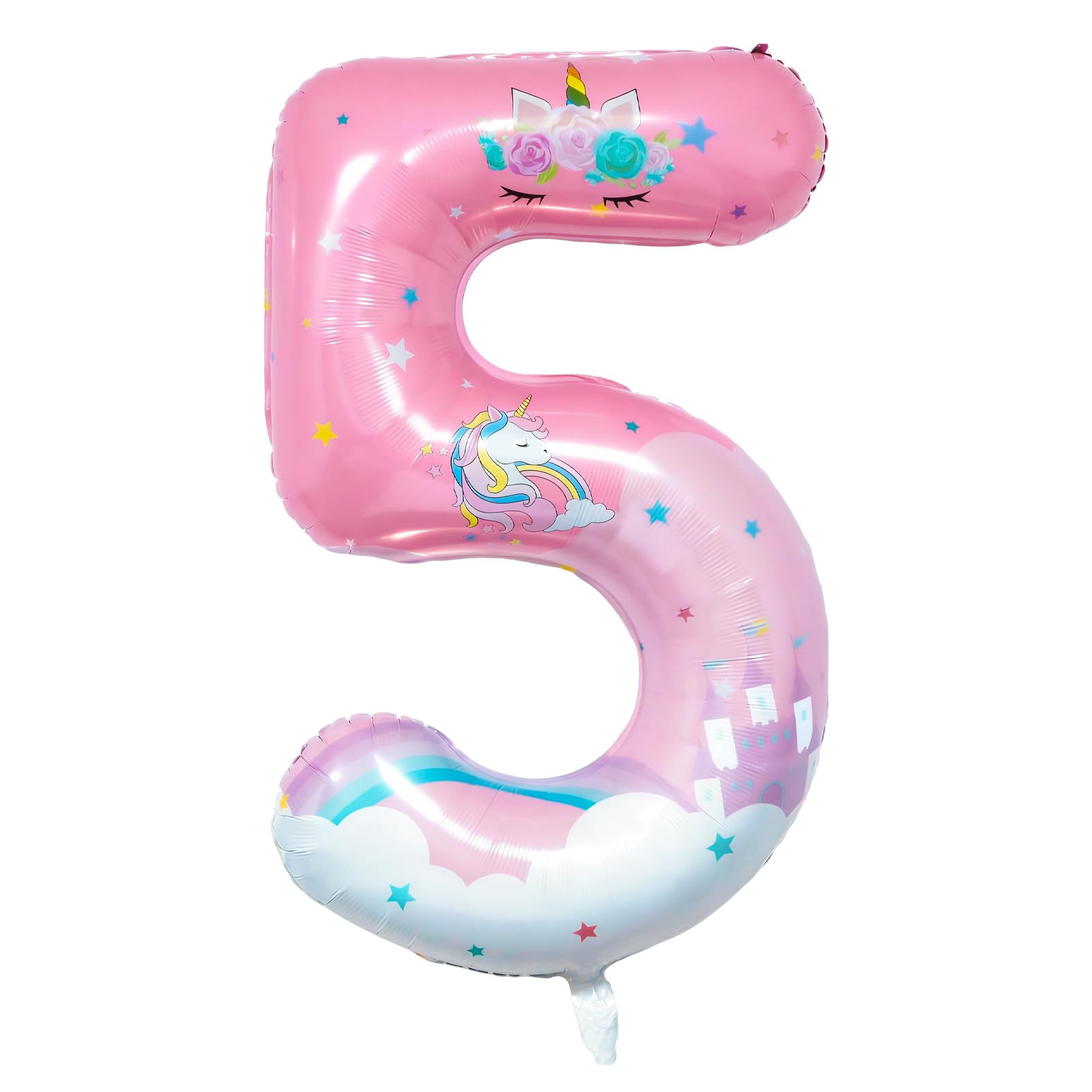 Photo 1 of Unicorn Birthday Decorations, 40inch Unicorn Number 5 Balloons for Rainbow Unicorn Party Supplies (5)