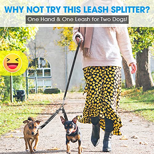 Baapet Double Dog Leash Splitter, Tangle Free Dual Dog Leash Coupler, Two Dog Walking And Training Extension For Small Medium Or Large Dogs (3/4'' X 20~32 Inch, Black) #TOP2