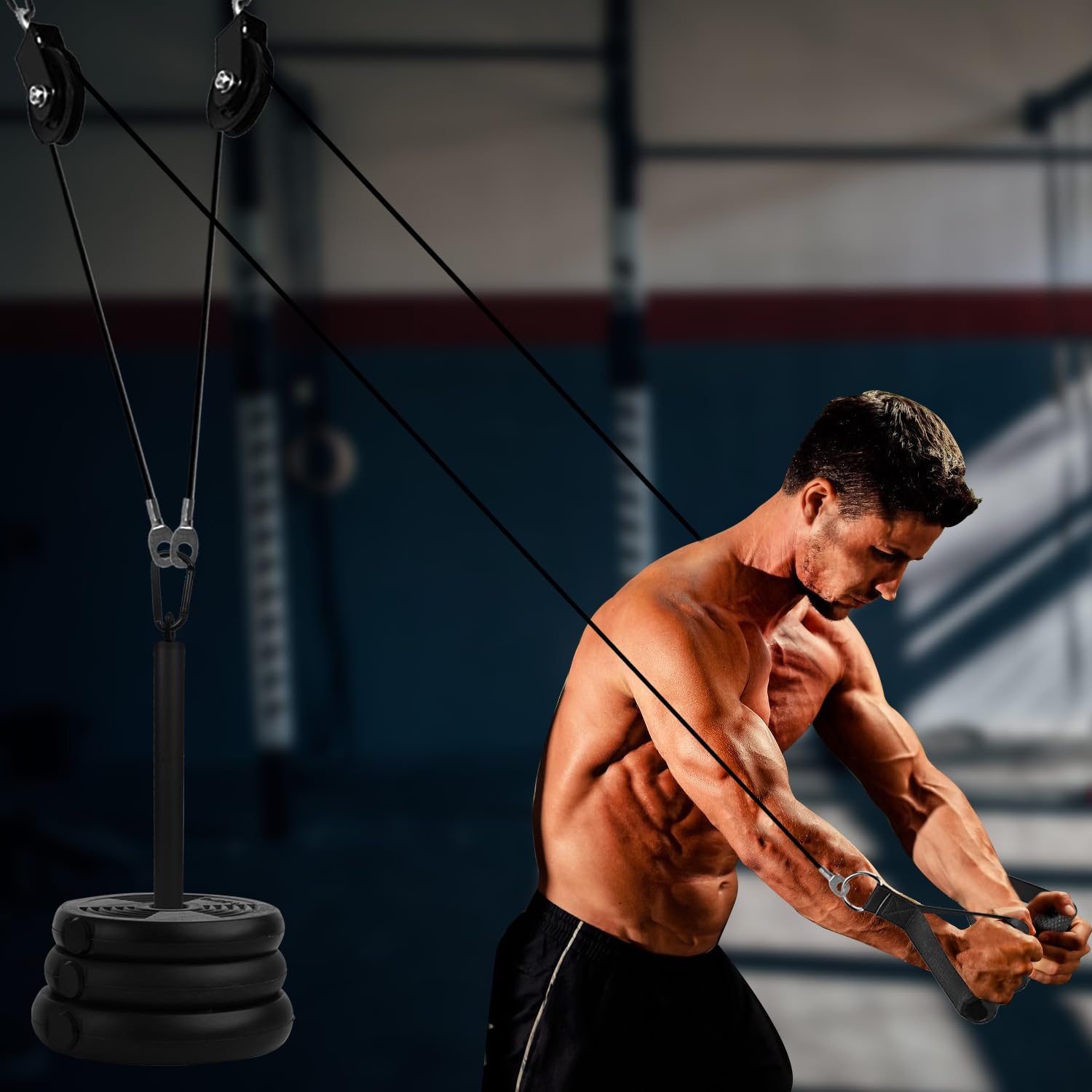 LFJ Fitness linka do ciągnięcia, napęd przedramion, lina, waga - urządzenie fitness, wieża ciągnąca do domu, sprzęt sportowy, koło pasowe kabla