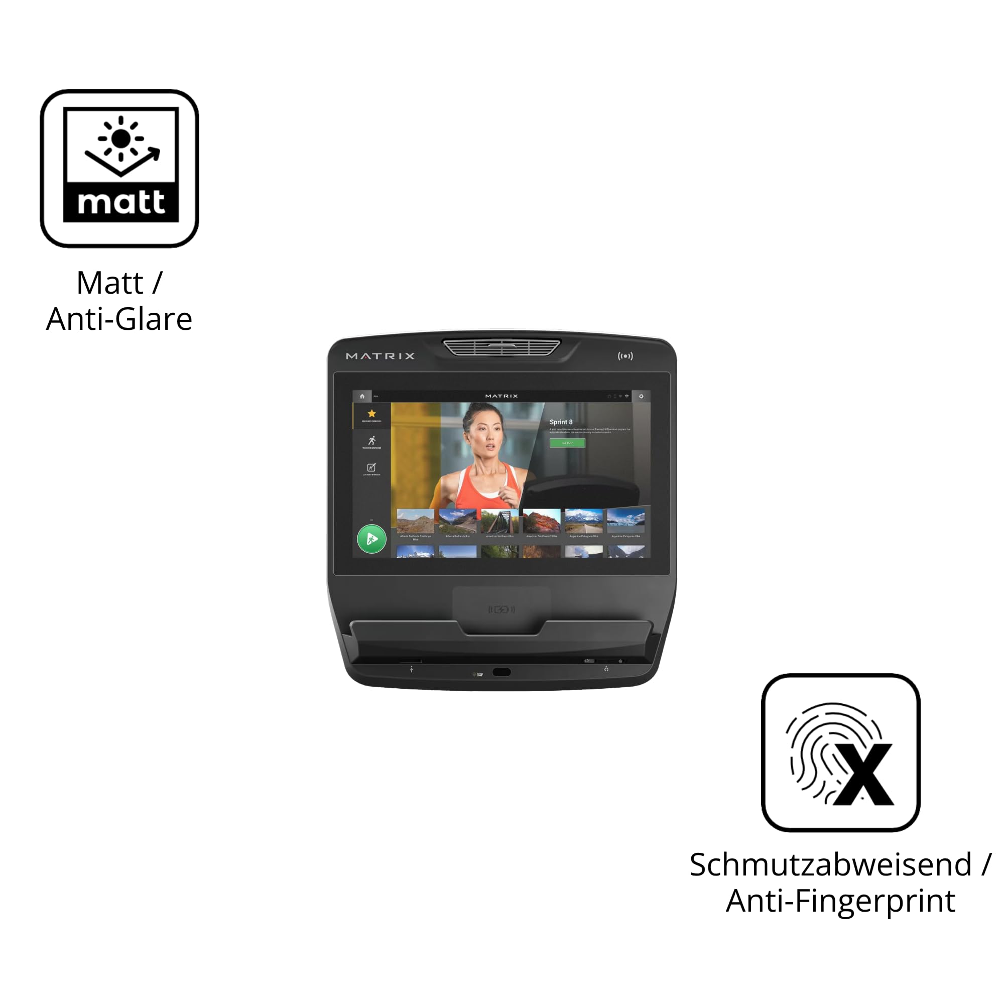 dipos 2x Protector de Pantalla 9H mate para Matrix Touch XL Konsole 22 Zoll | Antirreflejos, no se rompe ni astilla, no es cristal, antigolpes, antiarañazos, sin burbujas, autoadhesivo