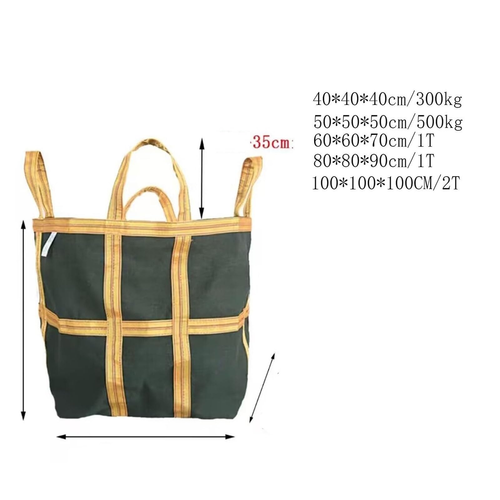 Sacco di sollevamento in nylon, sacco di sollevamento, sacco di vela intrecciato, antistrappo, resistente all'usura,for alimenti, cereali, terra e sabbia(60 X 60X70CM/Load 800KG)