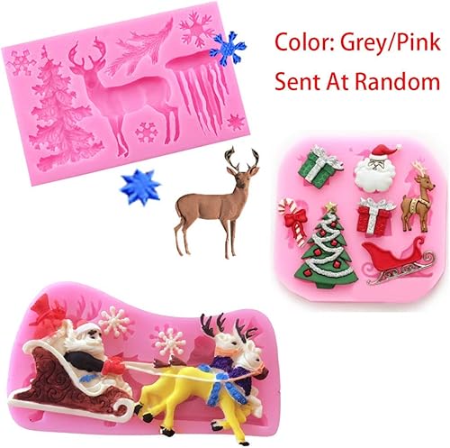 Miniatura 2 de Juego de 3 moldes de silicona para fondant de Navidad, pasta de azúcar, chocolate, caramelos, tartas, cupcakes, herramientas de decoración (árbol de