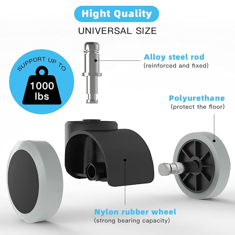 Office Chair Wheels (set Of 5) - 11mmX22mm Replacement Hard Floor Castor Wheels | UK