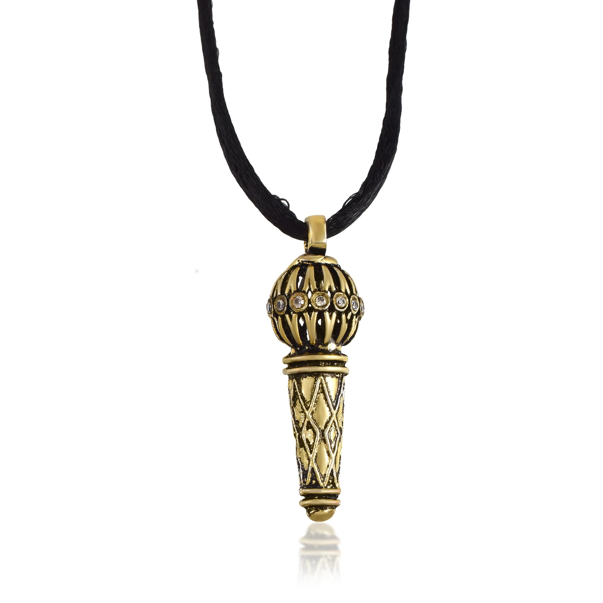Brass Black Oxidized Hanuman Bajrang Bali Gada Pendant with Black Cotton Thread for Men and Women-image-27