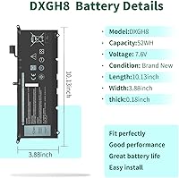 Vista 2 de DXGH8 7.6V 52Wh Batería para Dell XPS 13 9370 9380 2019 Inspiron 13 7390 7391 2 en 1 5390 5391 7490 Latitude 3301 E3301 Vostro 5390 5390 5390 Serie