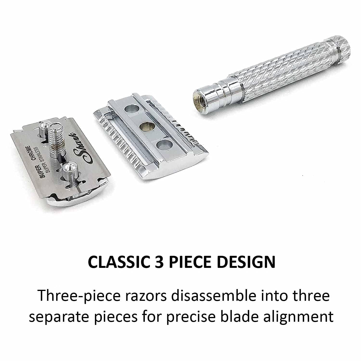 Parker 94R Hefty Safety Razor with Chrome Brass Handle and 5 Blades