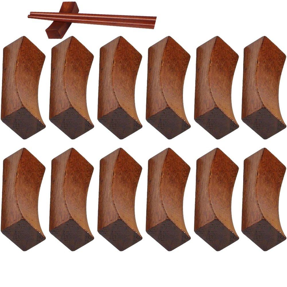 Ymxygz Wooden Chopsticks Rests and Holders 12pcs Cutlery Rest Stand Rack Set Cutlery Holder Reusable Tableware Rack for Spoons Forks Knives