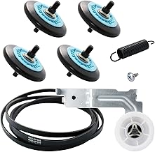laffeya Dryer Repair Kit Compatible with Samsung Dryer- DC97-16782A Drum Roller (4), DC93-00634A Idler Pulley, 6602-001655 Drum Belt, DC61-01215B Tension Spring