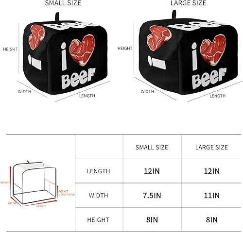 Miniatura 3 de Valentines Love Heart Toaster Cover 2 Slice, Small Kitchen Appliance Covers, I Love BBQ Black Backdrop Toaster Oven Cover with Loop, Bread Machine