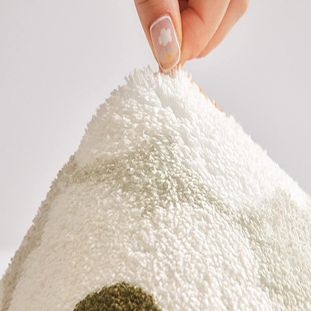 Green Flower Shaped Area Rug, Cute Round Rug for Bedroom, Living Room, Fluffy Circular Rug, 39.4" Round