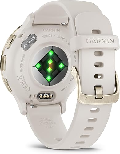 Miniatura 6 de Garmin Venu 3S Reloj inteligente avanzado de seguimiento de salud y fitness con bisel de acero inoxidable dorado suave y funda de marfil y banda de