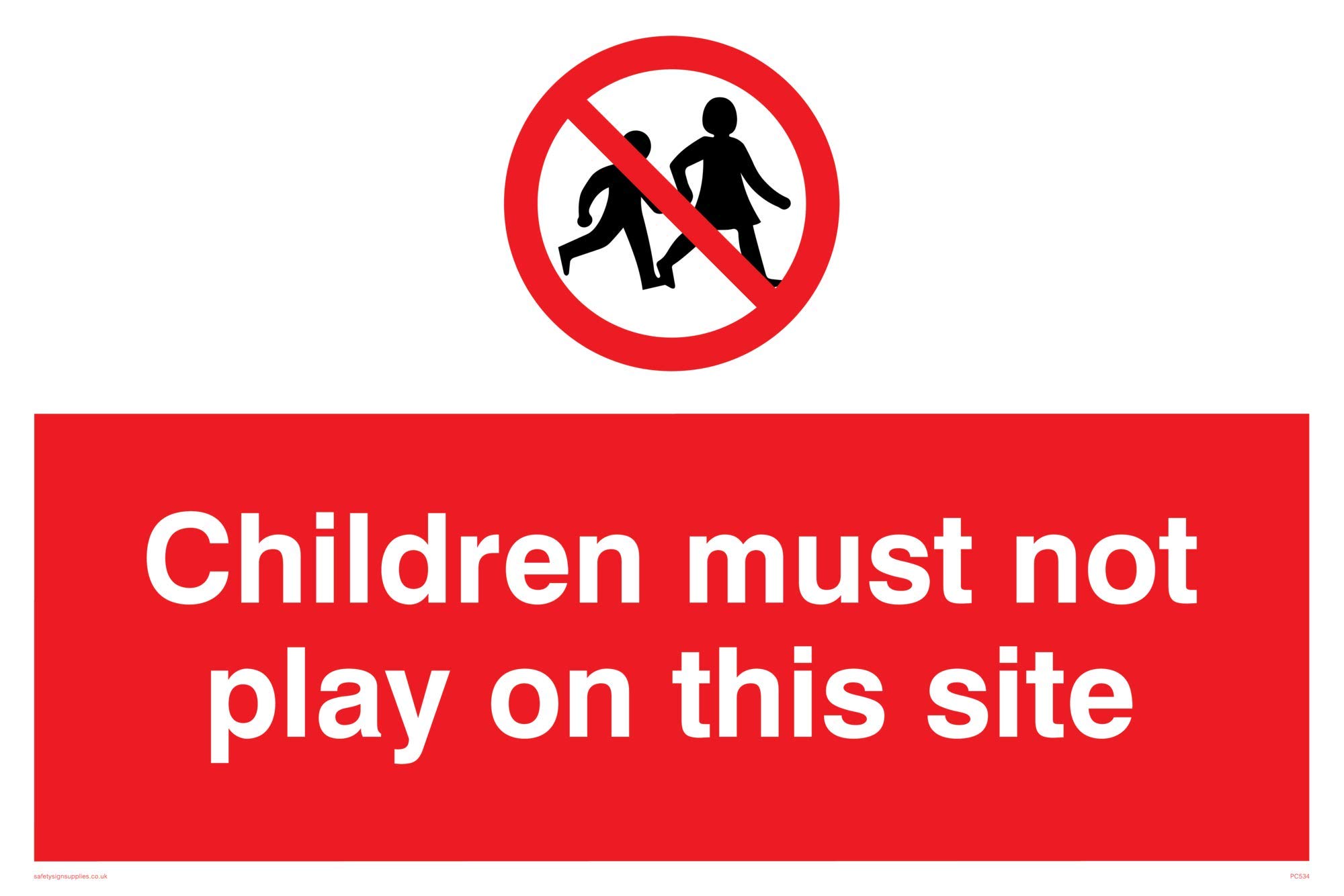 Viking Signs PC534-A2L-V "Children Must Not To Play On This Site" Sign, Vinyl, 400 mm H x 600 mm W