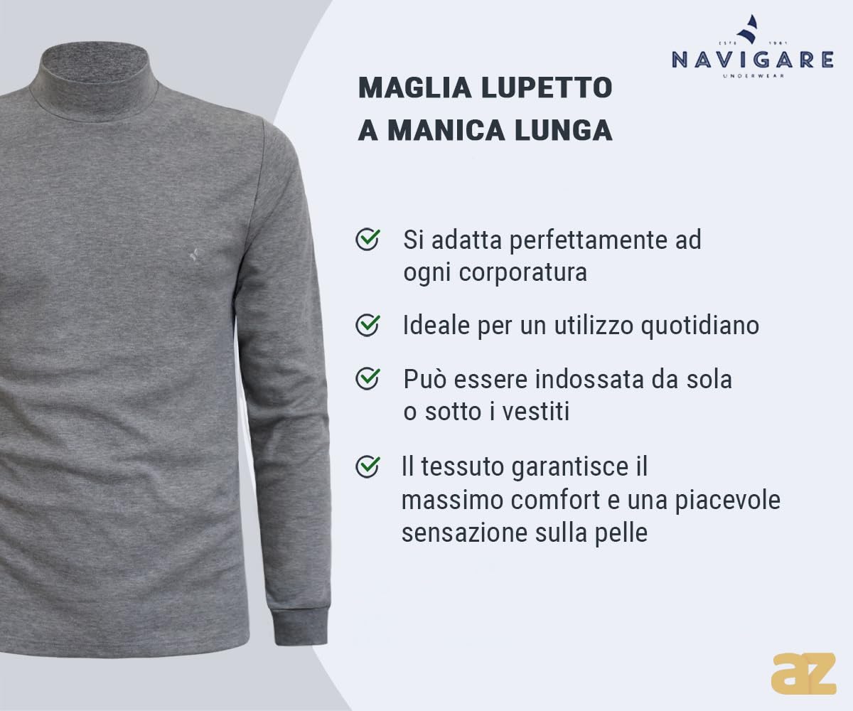 Navigare Lupetto Uomo Cotone Interlock, Lupetto Uomo Invernale Confezione da 2 Pezzi, Art.915, Limited Edition for Azzeta